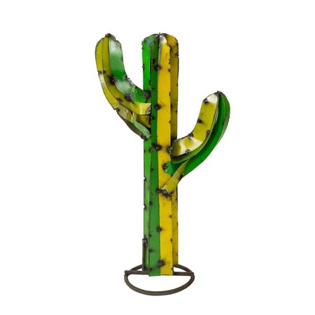 BALCONY BEYOND Green and Yellow Saguaro Metal Art BA2647723